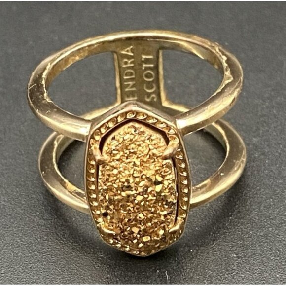 Kendra Scott Elyse Ring Rose Gold Plated Drusy Cage Split Shank Size 6 LOOK READ - Picture 1 of 16